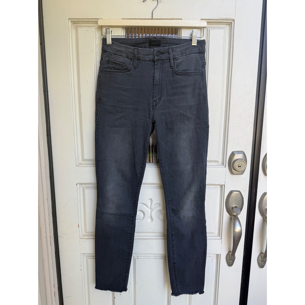 Mother High Waisted Looker Ankle Fray Jeans Lighting Up Lanterns Grey Size 25